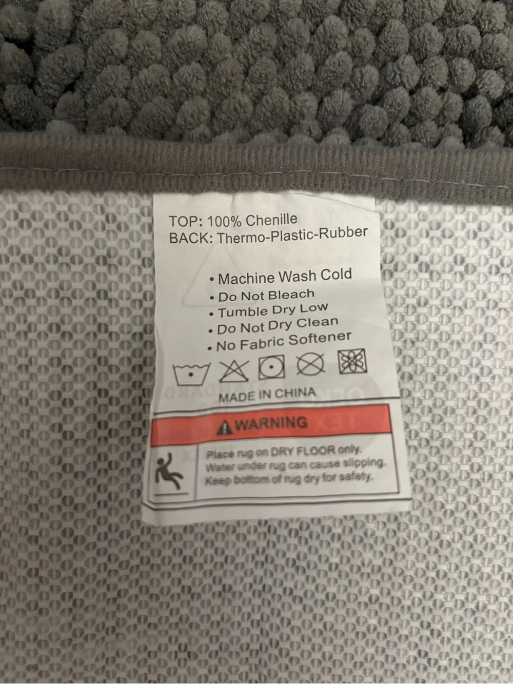 Plush Chenille Bath Mat - Gray